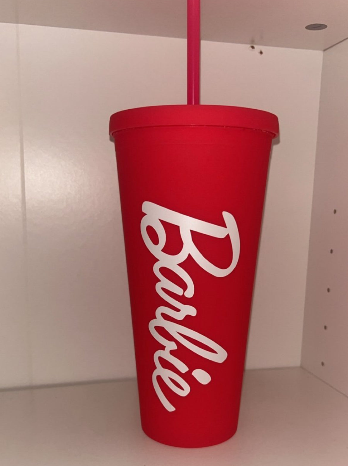 Barbie Red Tumbler with Lid and Straw