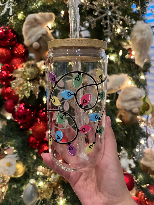 Christmas Tree Lights Holiday Glass Cup
