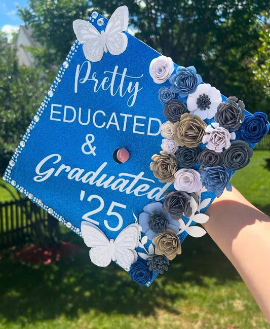 Pretty EDUCATED Graduation Cap Topper