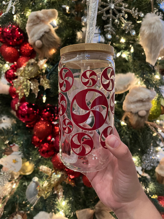 Peppermint Candy Holiday Glass Cup